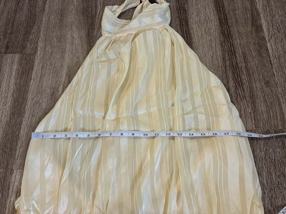 Peppermayo NWT Willow Chiffon Mini Dress in Butter Yellow Size 12 Open Back - Picture 7 of 9
